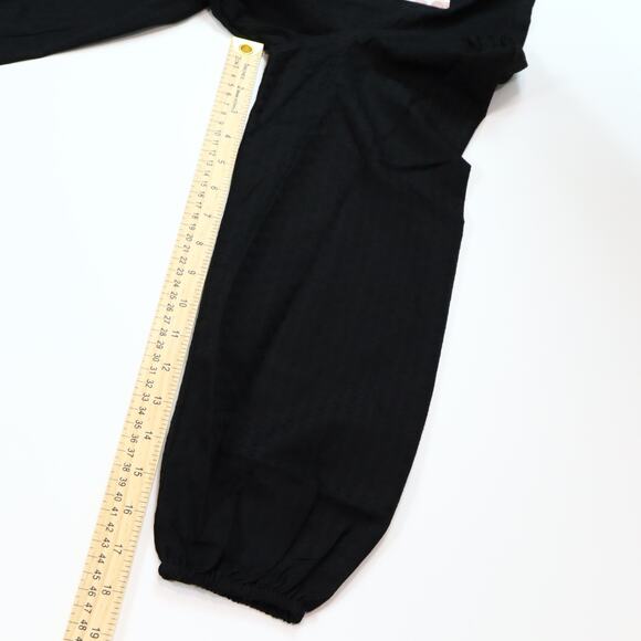 Band Of The Free Crossover Wrap Long Sleeve Top S Black Ikat Minimalist Office - Picture 8 of 11